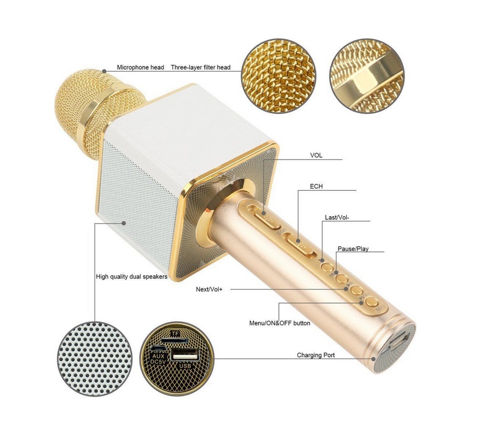 Micro karaoke SD08 Auth kèm loa bluetooth thẻ nhớ USB 3 TRONG 1 391