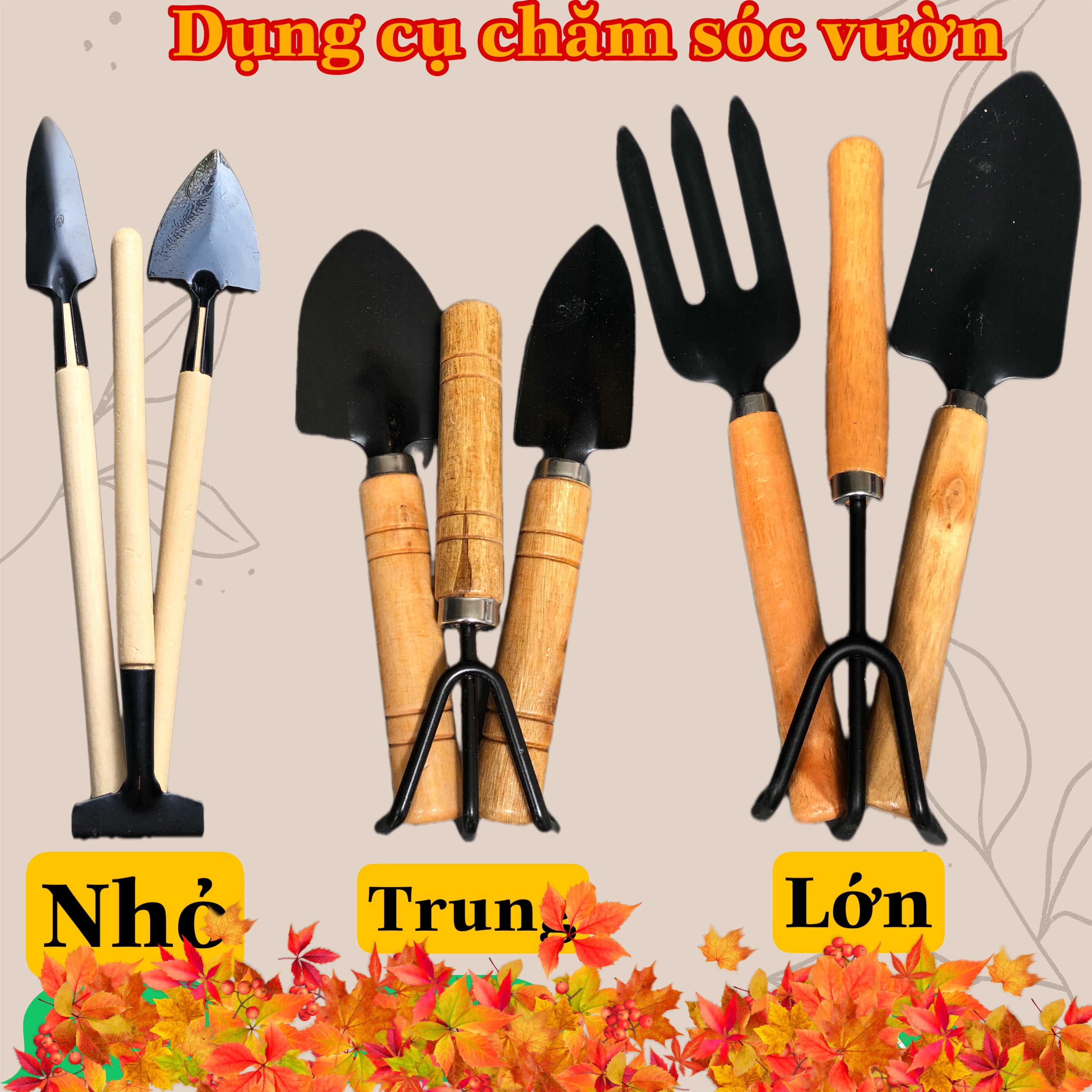 Bộ Dụng Cụ Làm Vườn Cán Gỗ - nhỏ