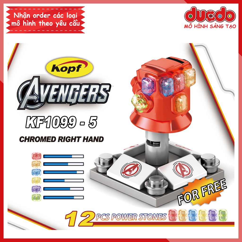 Minifigures găng tay Phải full đá vô cực THANOS - Đồ chơi Lắp ghép Xếp hình Mini Super Hero Iron Man KF1099