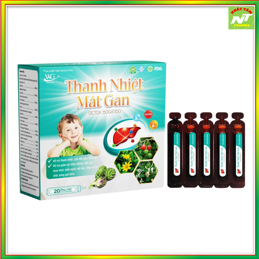 Siro thanh nhiệt mát gan detox bogatido hỗ trợ thanh nhiệt, giải độc gan, mát gan, giảm rôm sảy, mụn nhọt, mẩn ngứa, mề đay - nhất tâm pharma