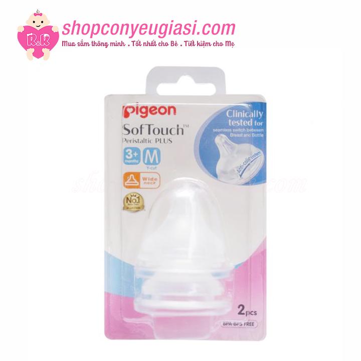 [HCM]Núm Ty Pigeon Cổ Rộng Softouch Plus Vĩ 2 Cái - Size SS/S/M/L/LL