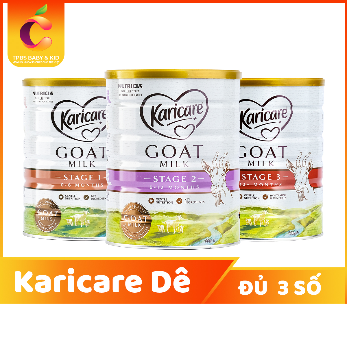 SỮA DÊ KARICARE ÚC SỐ 1, 2, 3 LON  900 GRAM