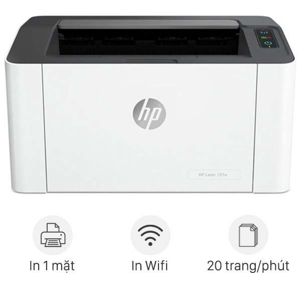 Máy in laser trắng đen hp 107w printer - 4zb78a đã bao gồm hộp mực hp 107a chính hãng kèm theo máy - hàng hp việt nam