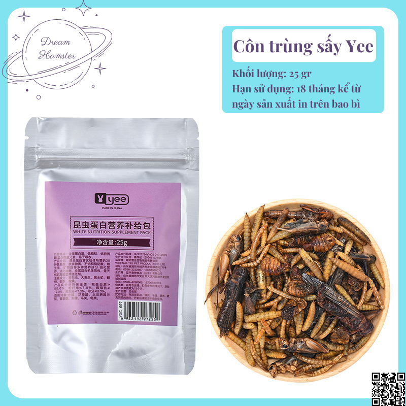 Côn trùng sấy tổng hợp Yee cho hamster, rat, đuôi mập, nhím, sóc bay,...
