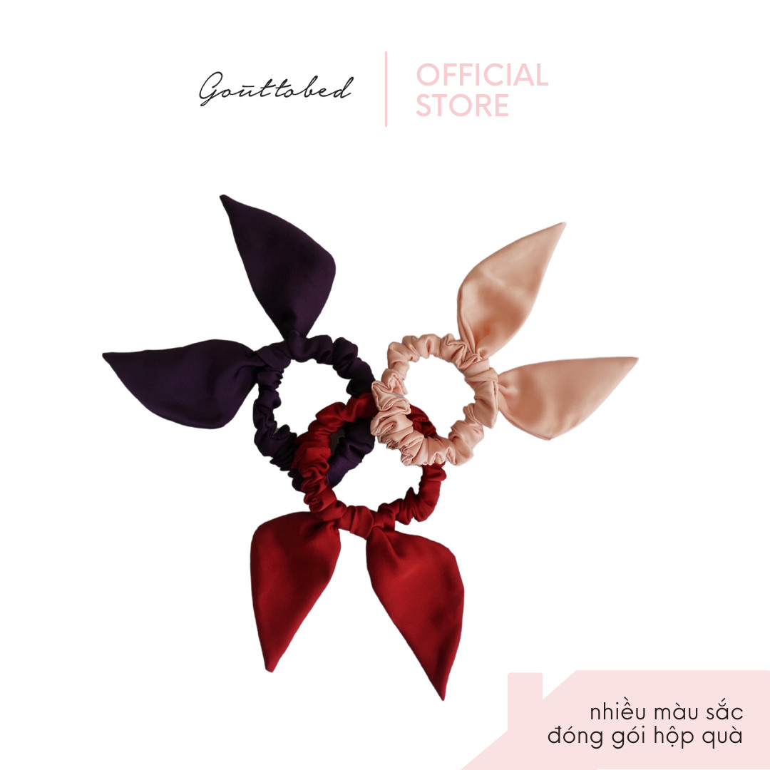 Scrunchies cột tóc nơ Gouttobed Lụa Satin Silk (nhiều màu)