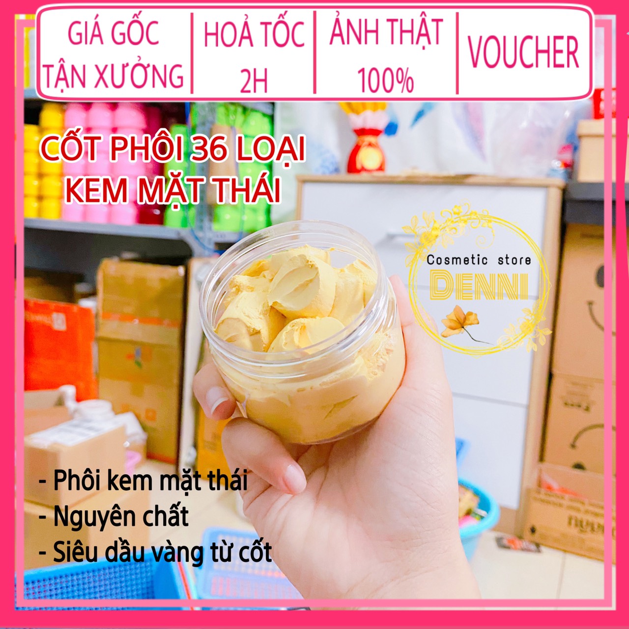 Hộp 200g Kem Cốt Thái gồm 36 loại phôi kem mặt thái dưỡng trắng da