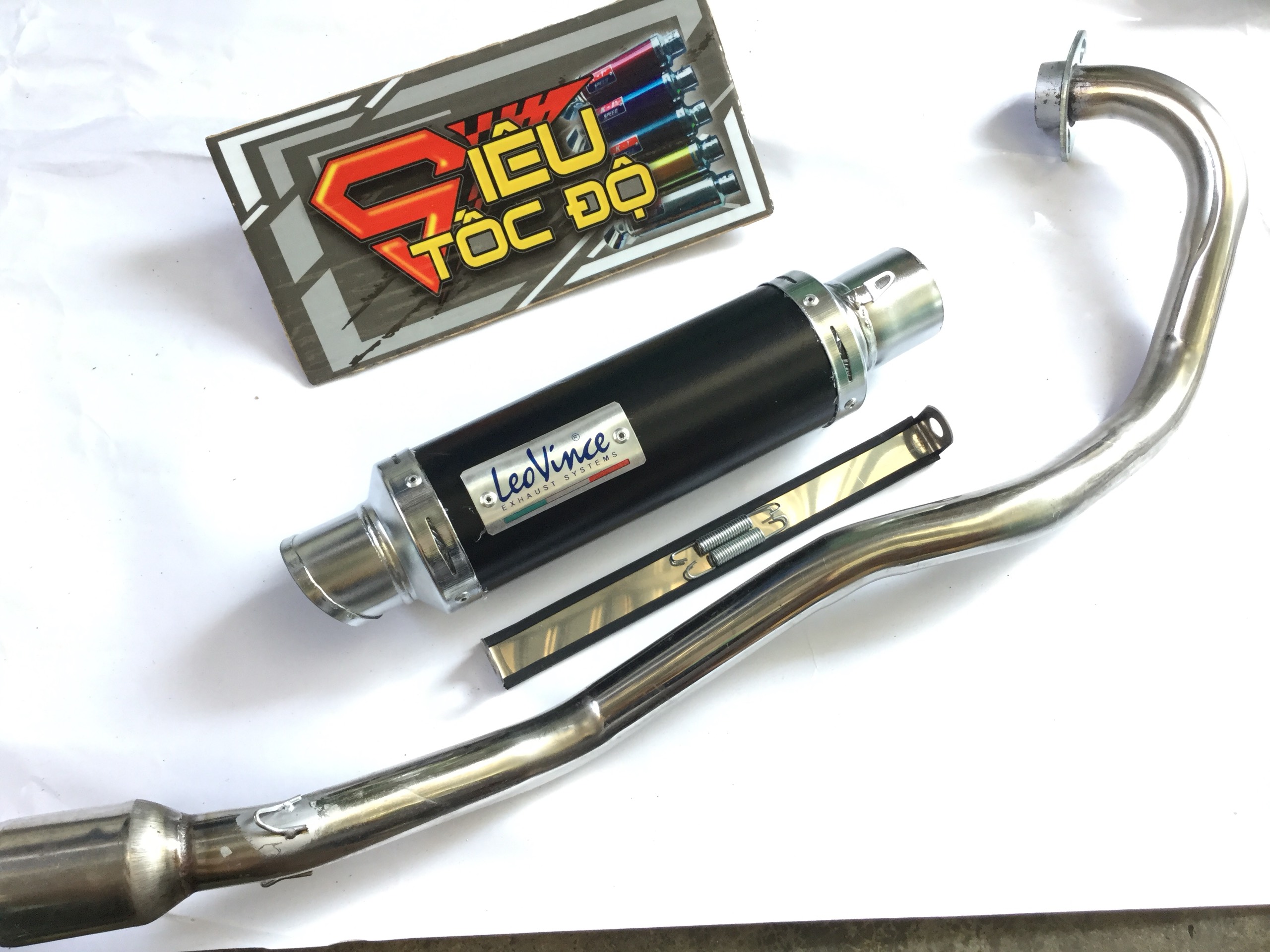 Pô LeoVince ĐEN Cổ  Winer + Satria + Sonic + Raider  - Exciter 135/150 , Sản Phẩm Chất Lượng, Gian Hàng Uy Tín, Giá Cả Cực Tốt, Mua Ngay.