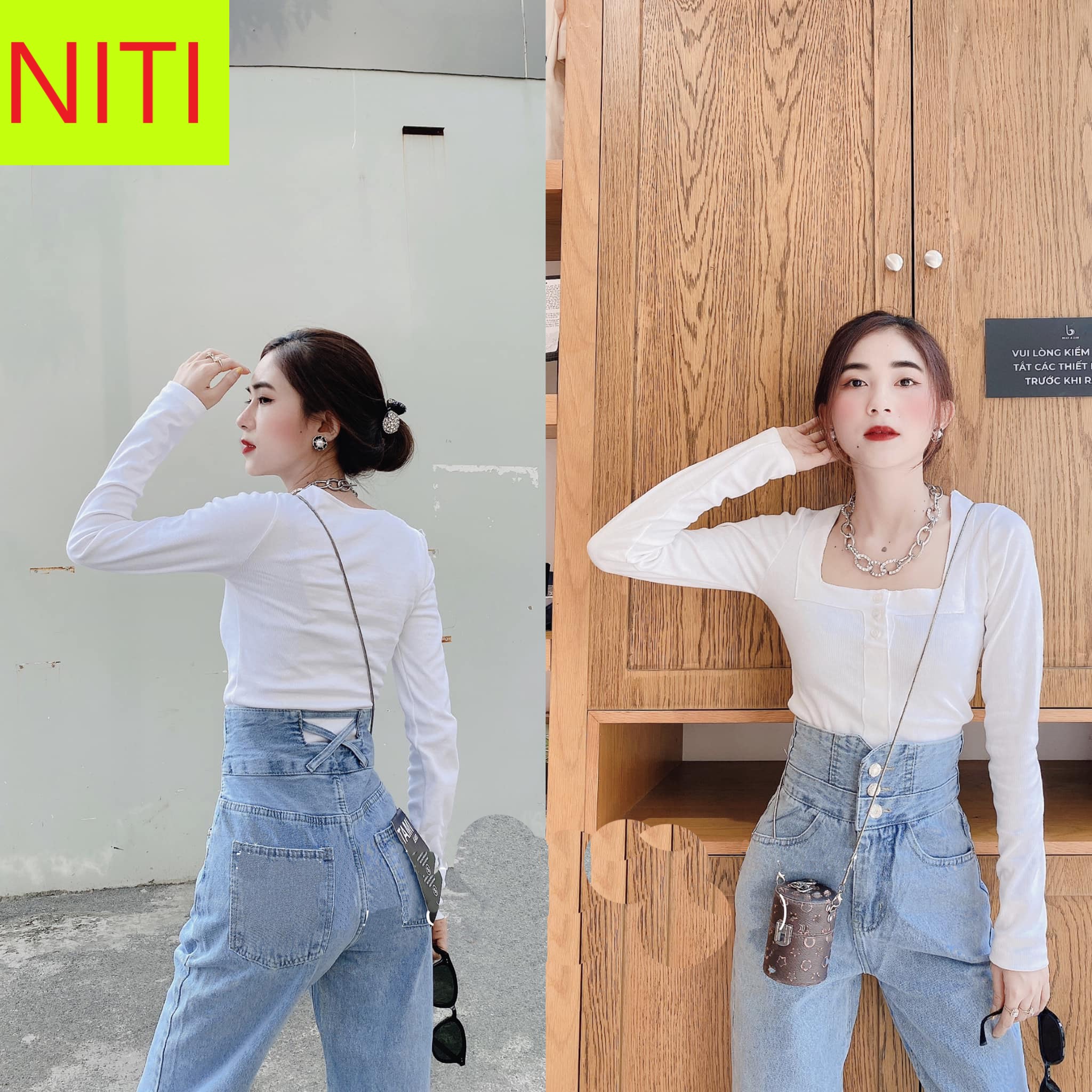[ LỮ ĐOÀN ĐỎ ] QUẦN BAGGY JEAN NỮ LƯNG CAO 3 NÚT VẠT CHÉO SAU MÀU XANH NHẠT LAI CUỐN CAO CẤP NITI ĐỈNH CAO PHONG CÁCH THƯỢNG THỪA-TM202