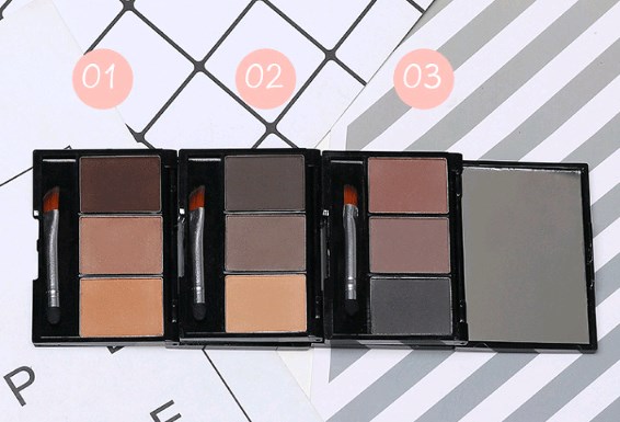 Bột tán lông mày - hộp 3 màu kèm cọ tán