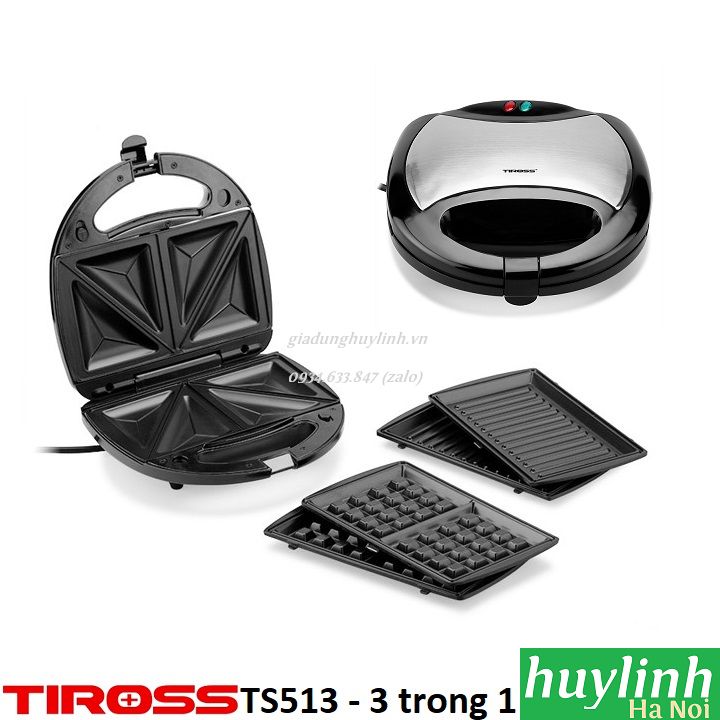 Máy nướng bánh sandwich, hotdog, waffle Tiross TS513 - 3 trong 1