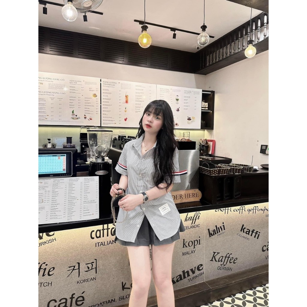 Áo sơ mi Nam Nữ ngắn tay cực phong cách thom