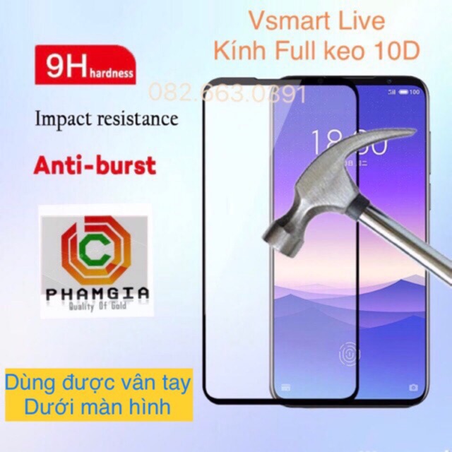 Kính cường lực màn hình vsmart live full keo full màn chuẩn đẹp