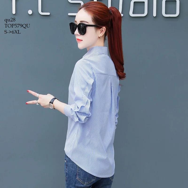 TOP579QU ÁO SƠ MI NỮ SỌC DÀI TAY