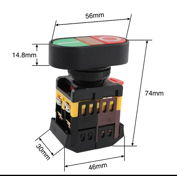 Nút nhấn On/Off phi 22 có đèn, công tắc nhân đôi 220VAC - TBD64