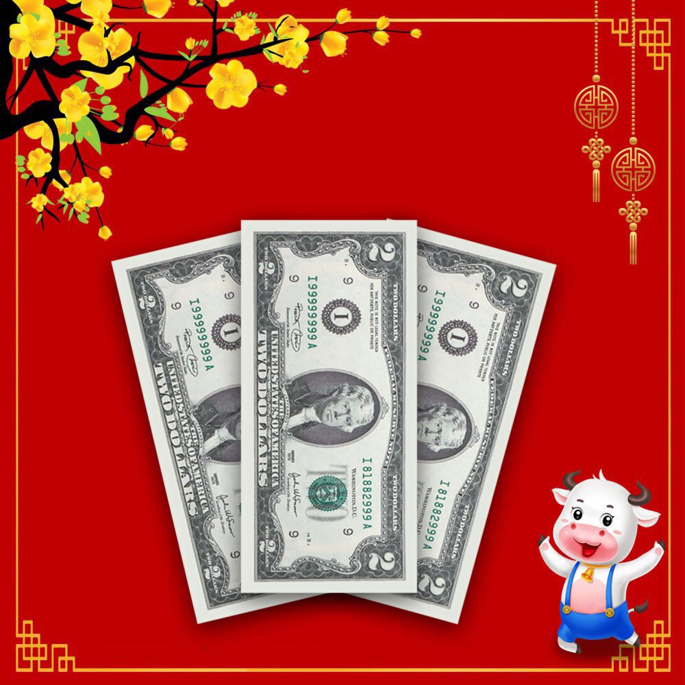 [HCM] 100 bao lì xì 2 Đô, 100 usd - giấy C150, bao lì xì tết
