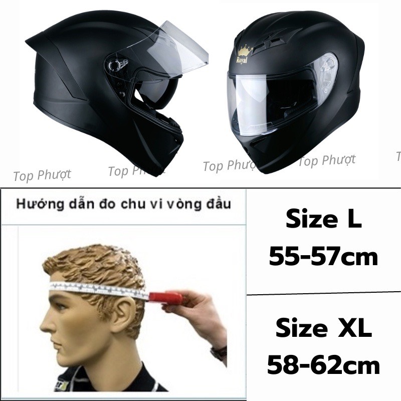 Nón bảo hiểm Fullface 2 kính Royal M266