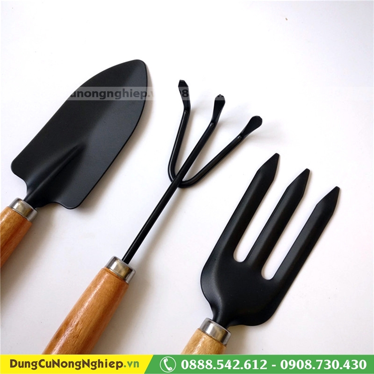 Bộ dụng cụ làm vườn mini 3 món cán gỗ