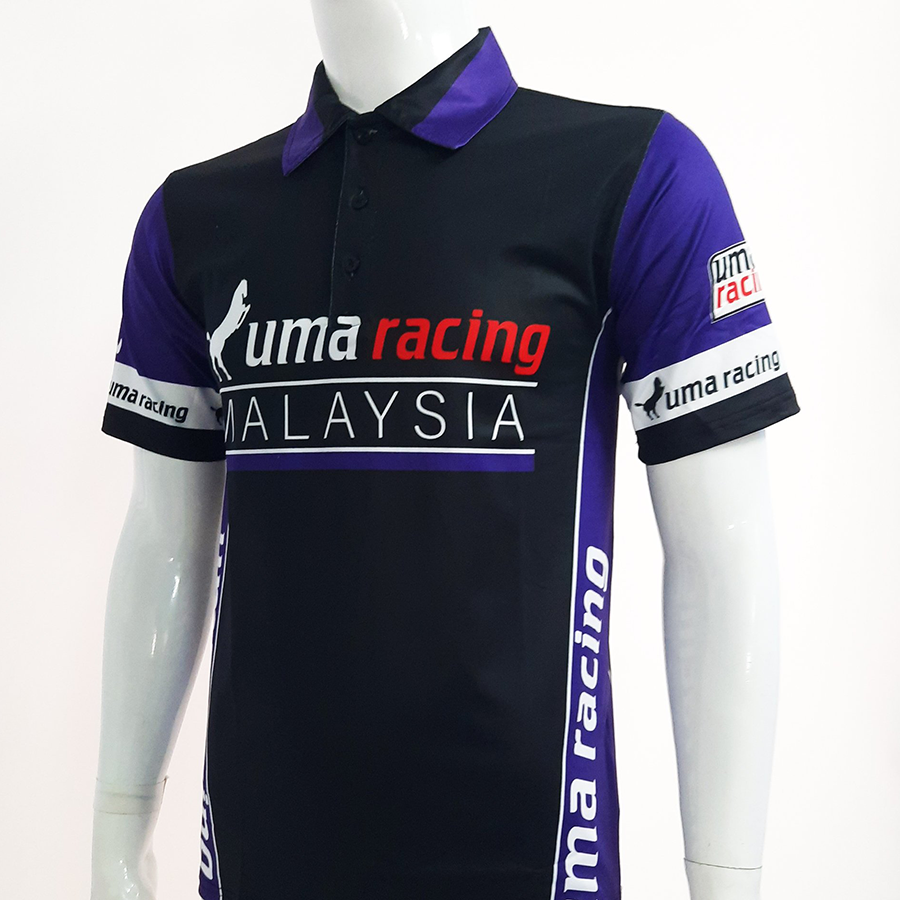 Áo thun nam có cổ tem xe Uma Racing