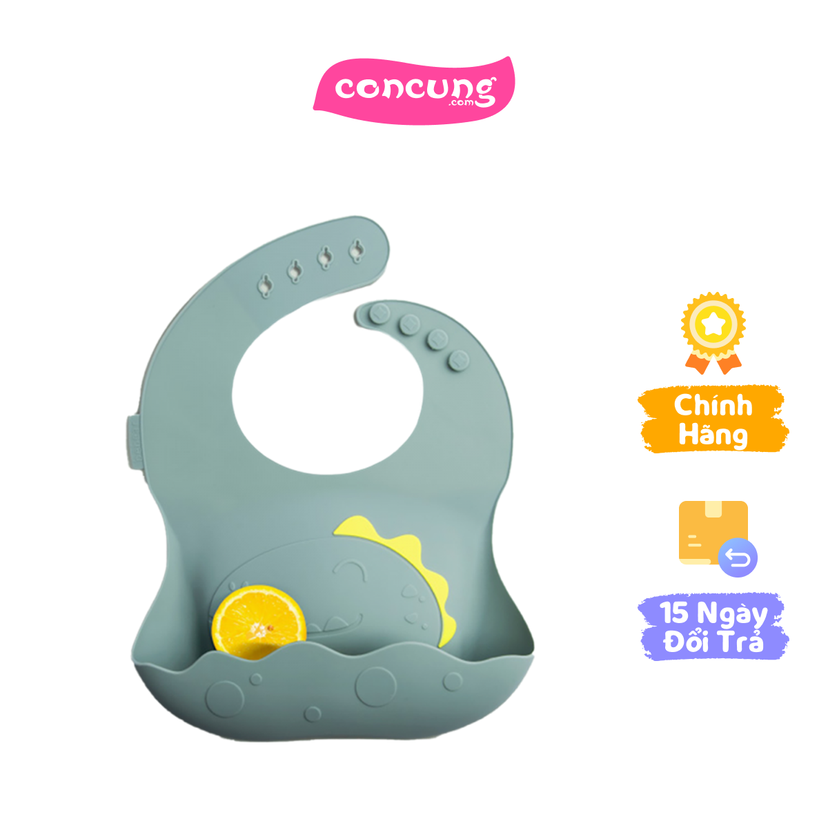 Yếm ăn dặm silicone Bebear (Xanh, BWF108)