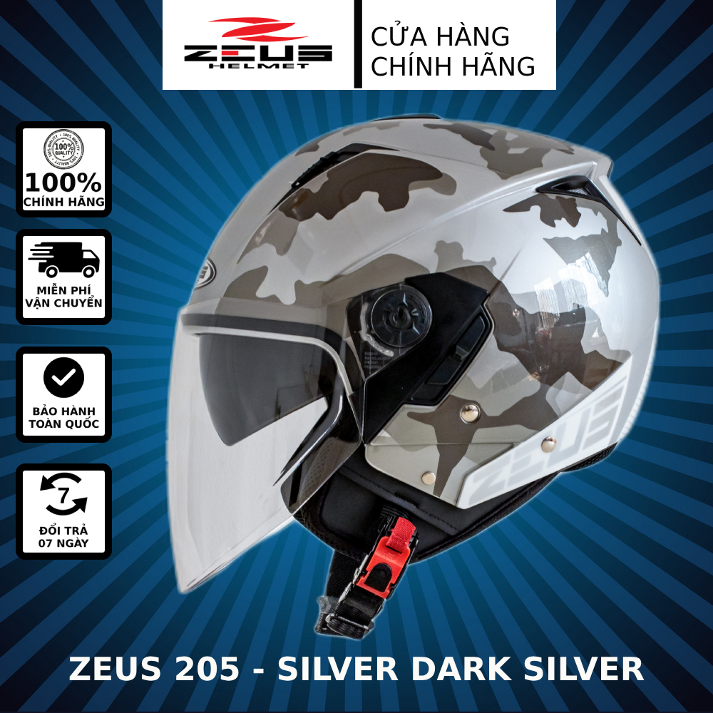 Mũ bảo hiểm ZEUS 205 - Màu Bạc đen Bạc