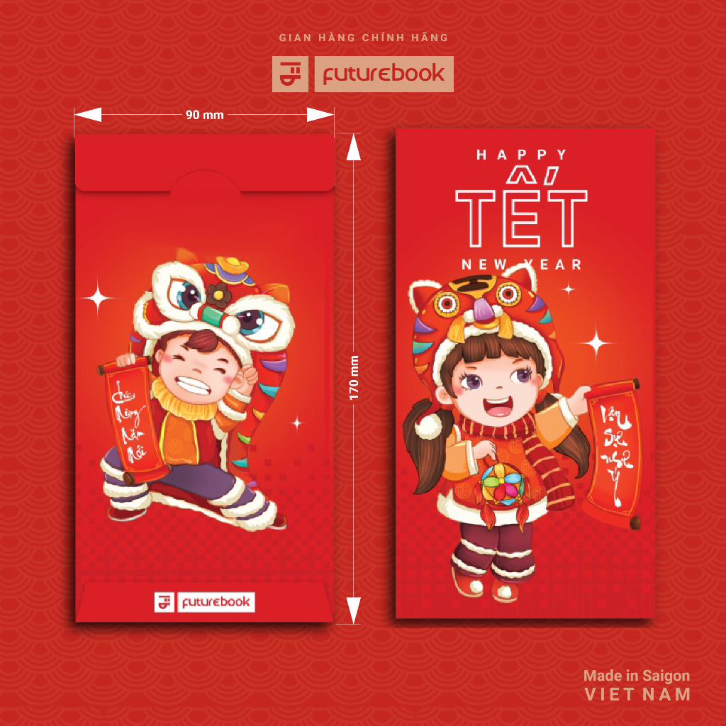 Bao lì xì tết 2024 phong bì lì xì futurebook 1 xấp 5 bao dòng bao lì xì chúc tết năm canh thìn