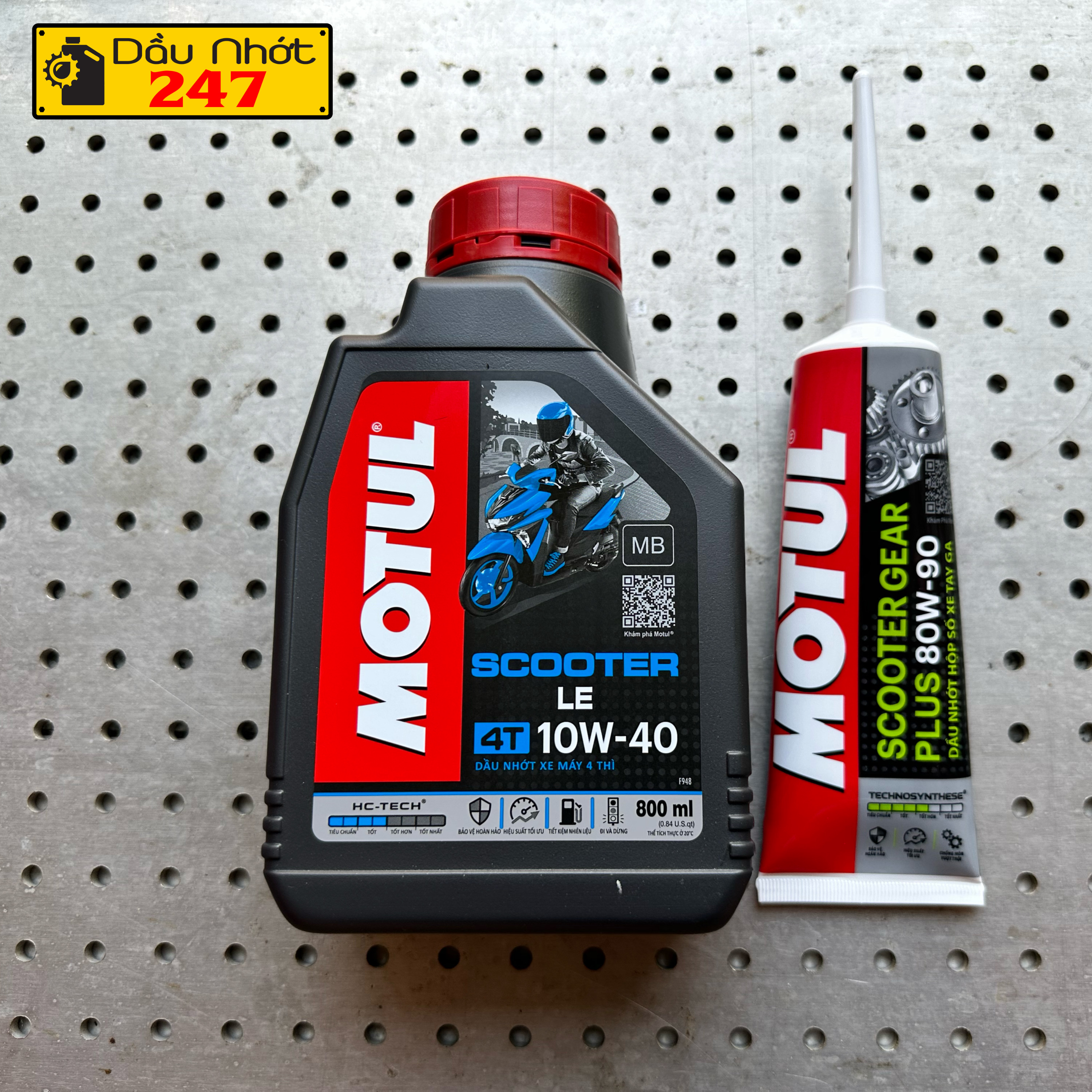 Combo nhớt - láp (hộp số) xe tay ga Motul Scooter LE 800ml