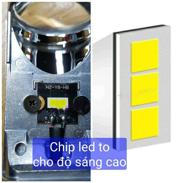 Bi cầu Led mini chân H4 cốt đổi 3 màu