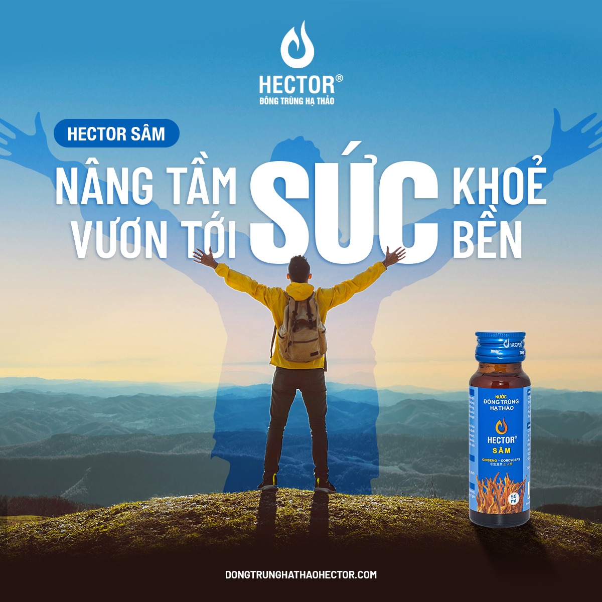 Combo 2 chai nước uống Đông Trùng Hạ Thảo Hector Sâm (50mlx2)