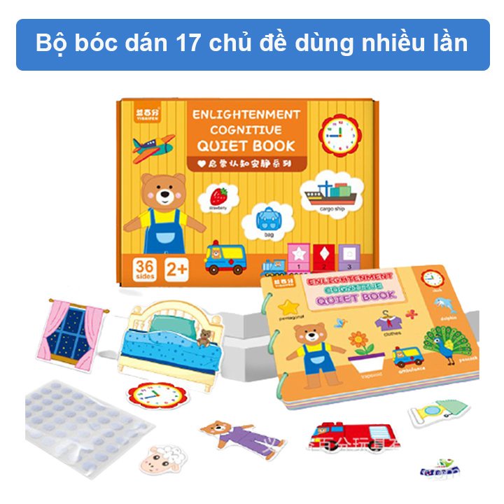 Bộ đồ chơi giáo dục bóc dán thông minh 17 chủ đề BINGBINGHOUSE