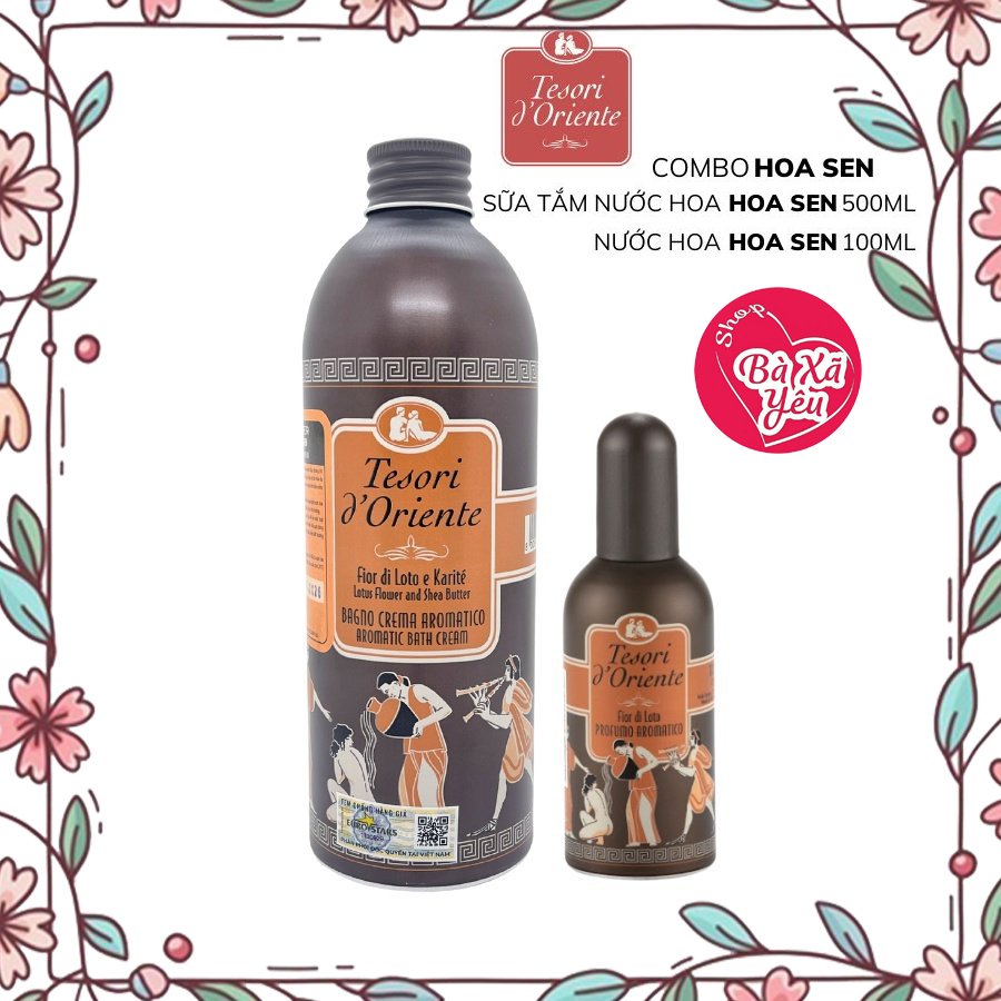 Combo sữa tắm tesori d'oriente 500ml và nước hoa tesori d'oriente hoa sen 100ml