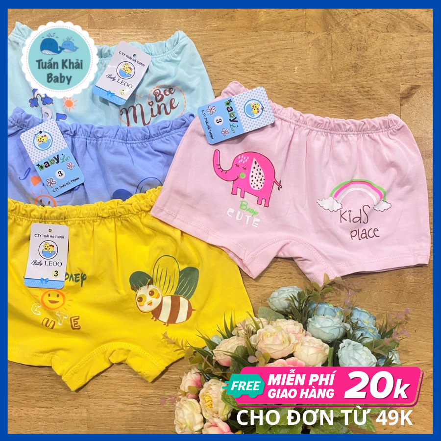 Túi 4 Quần Lót Bé Gái Thái Hà Thịnh - Size 3,4, 5 cho bé 10-16kg - Chất vải thun cotton 4 chiều 100% mềm mịn thoáng mát co giãn 4 chiều - Quần chip bé gái | Quần đùi bé gái