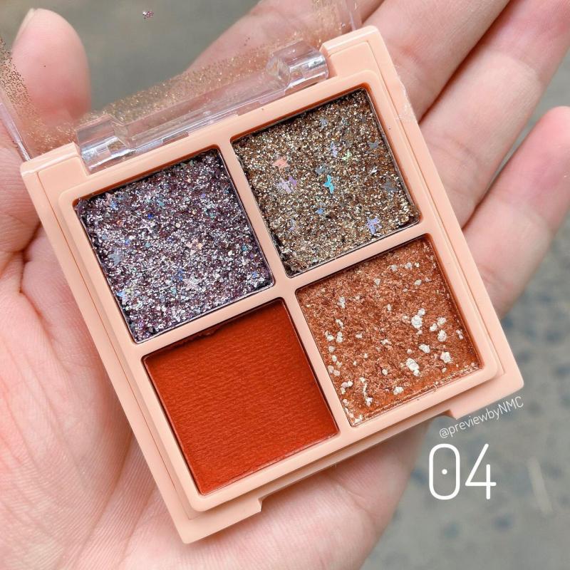 Phấn mắt 4 ô Sivanna Colors, Phấn mắt nhũ Sivanna, Phấn trang điểm mắt lấy nhũ làm chủ đạo cho mắt thêm phần long lanh