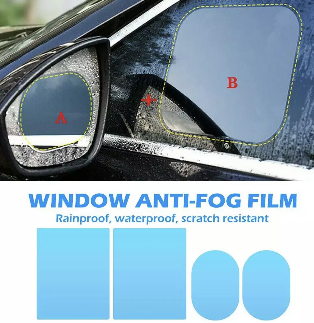 4 Miếng dán chống bám nước gương chiếu hậu ô tô tiện ích, chống sương mù, chống chói, giá tốt