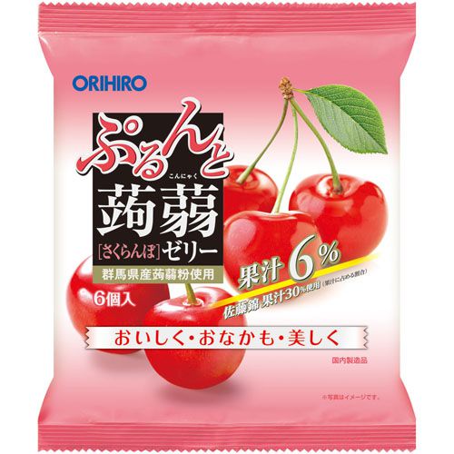 Thạch trái cây Orihiro túi 6 viên 120g hàng Nhật Bản vị Cherry