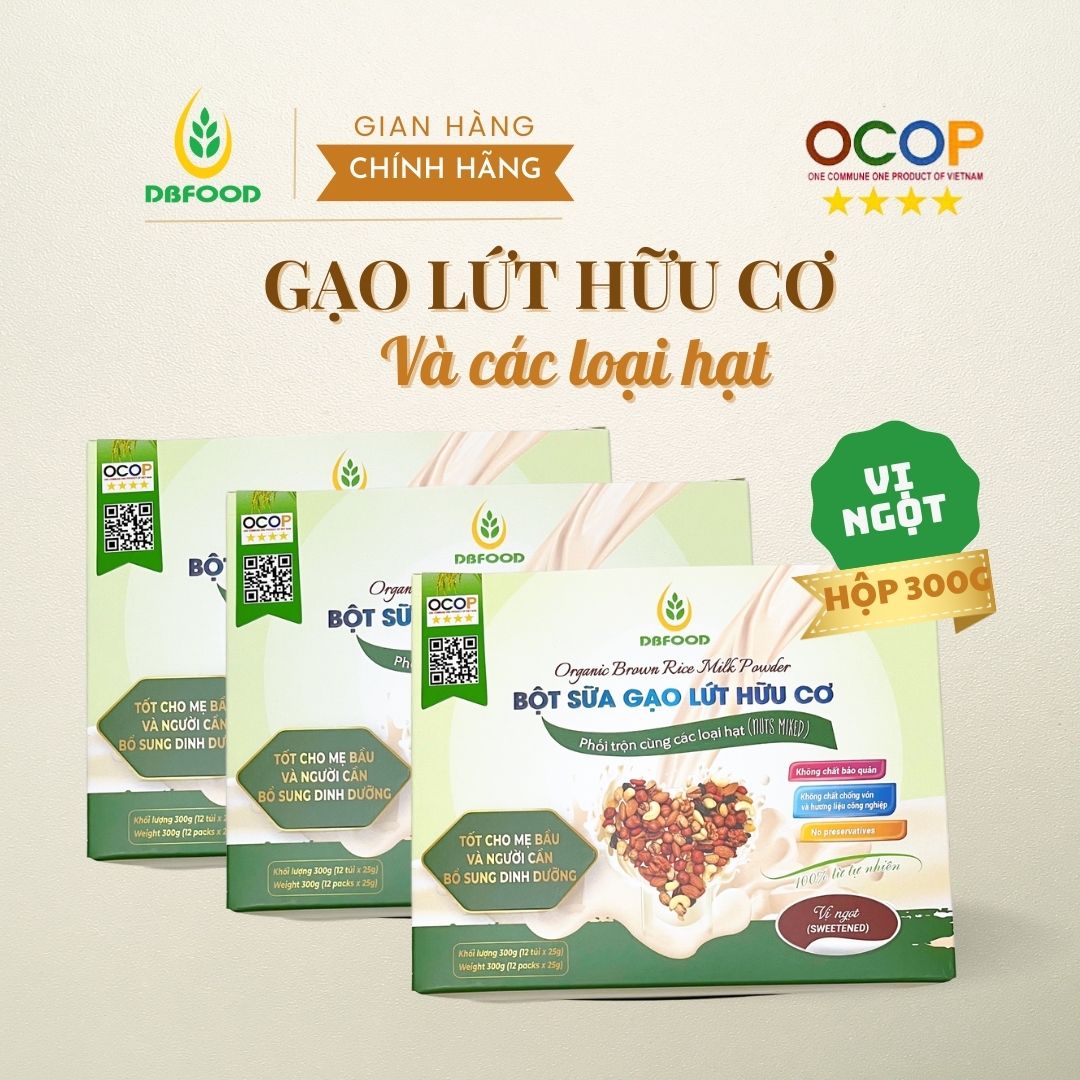 COMBO 3 Boxes of Organic brown rice milk powder - Nutritional dietary support Box 300g/12 packages