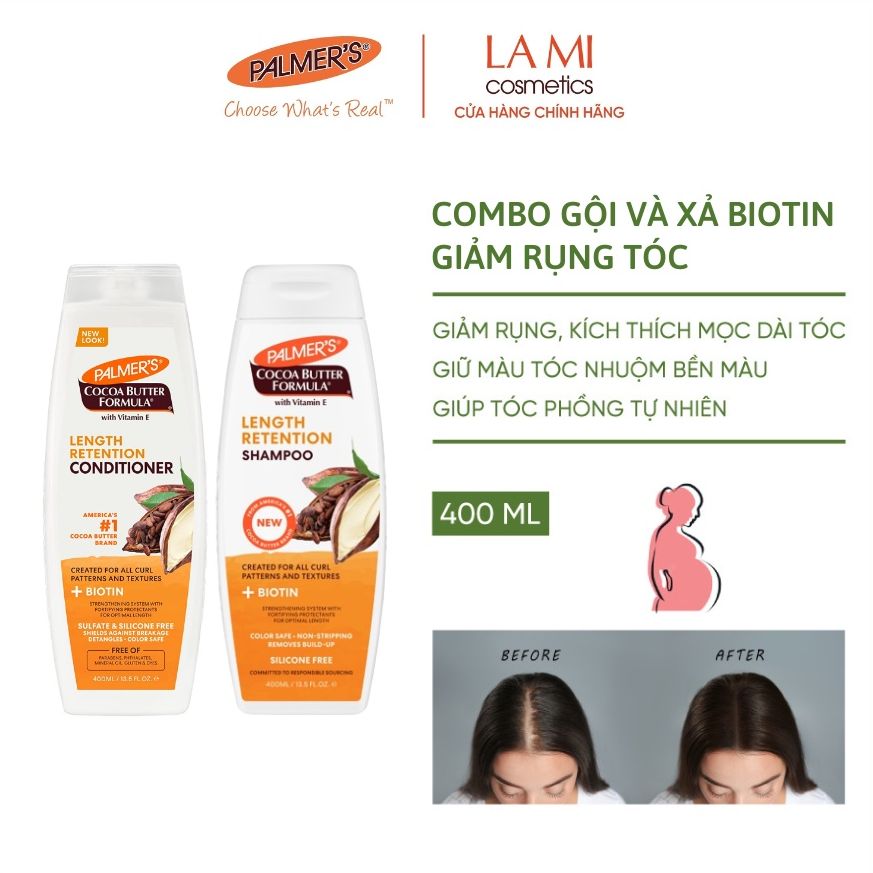 Bộ sản phẩm giảm rụng tóc Biotin Palmer's (Dầu Gội và Dầu Xả)