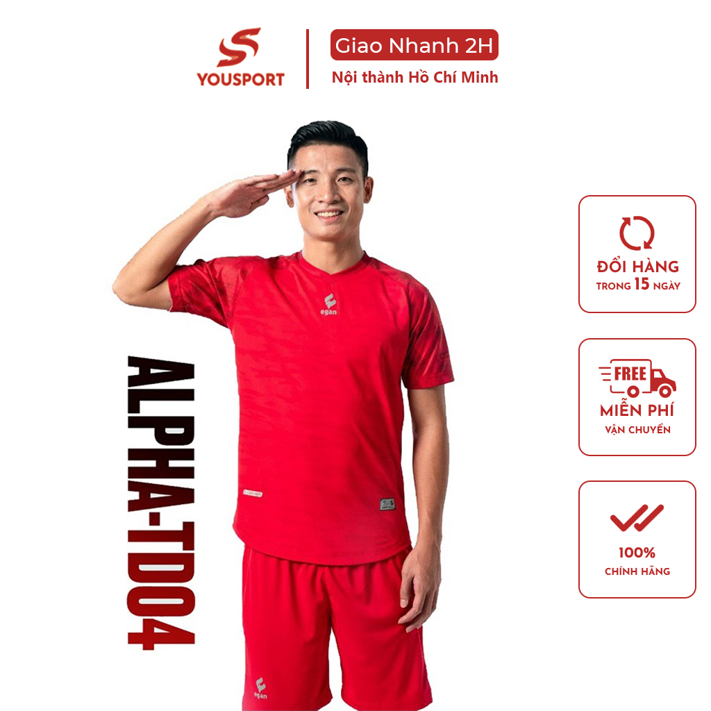 Bộ quần áo thể thao egan alpha td04 bùi tiến dũng chất liệu vải mè sọc thấm hút mồ hôi thoải mái hoạt động