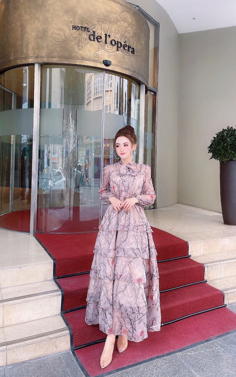 [ Siêu hot ] Đầm maxi 5 tầng chất voan tơ cực sang chảnh