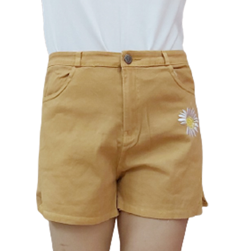 [HCM]Quần Short Nữ Kaki Lưng Cao Thiêu Bông Cúc Thời Trang Hè Mẫu Mới Sn01