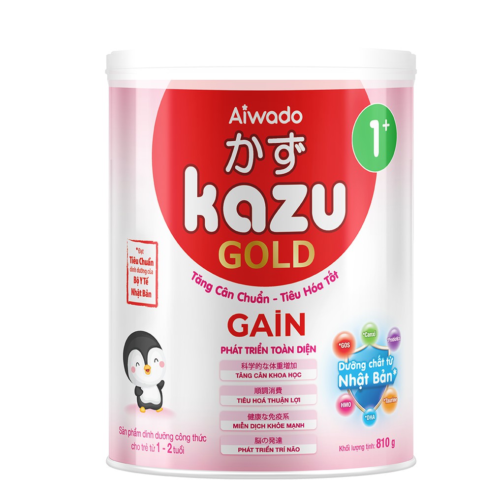 Date mới Sữa bột KAZU GAIN GOLD 1+ 810g