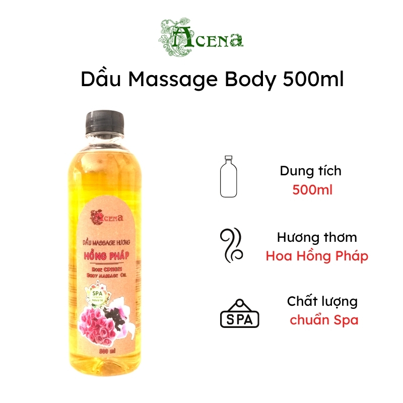 Dầu Massage Body Hoa Hồng Pháp ACENA 500ml