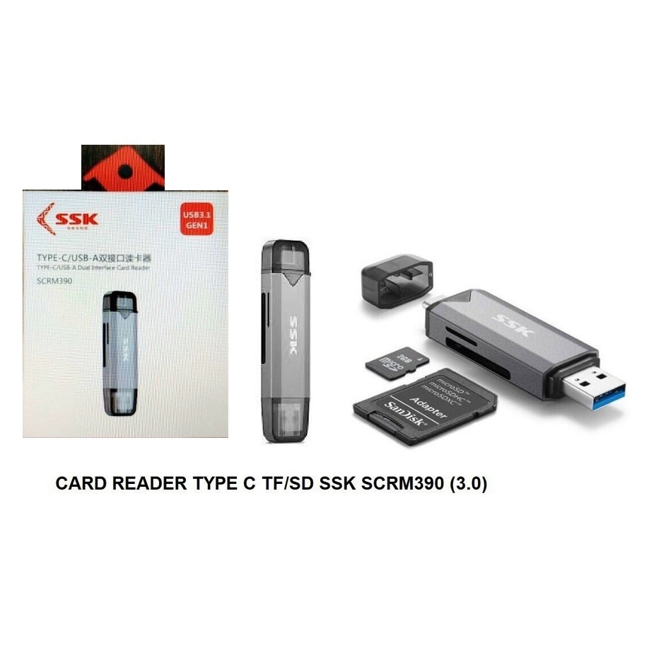 Đầu đọc thẻ nhớ đa năng SSK SCRM390 TypeC & USB 3.0 - đọc thẻ SD/TF Card (Xám) Phụ kiện 1986