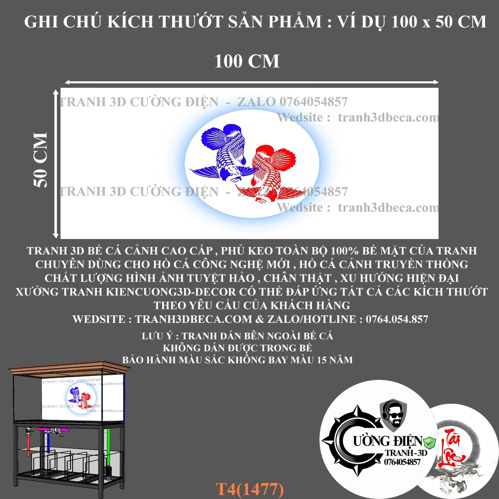 Decal dán trang trí bể cá cảnh 3D