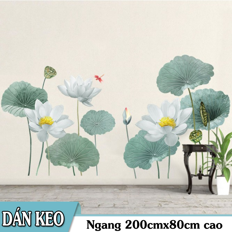 Decal trang trí tường - Hoa sen trắng