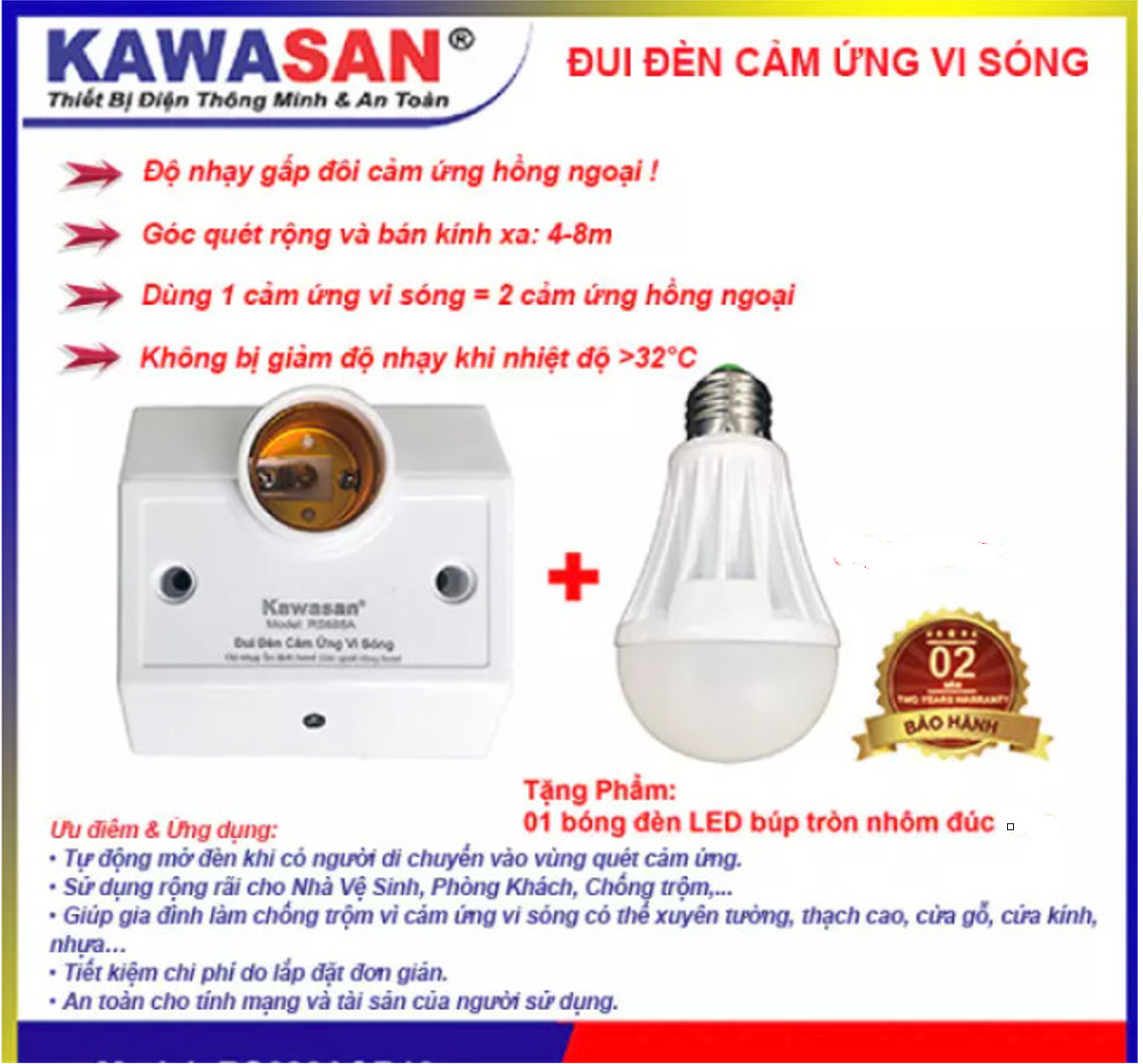 ĐUI ĐÈN CẢM ỨNG VI SÓNG DV01& BULB (5W-10W)