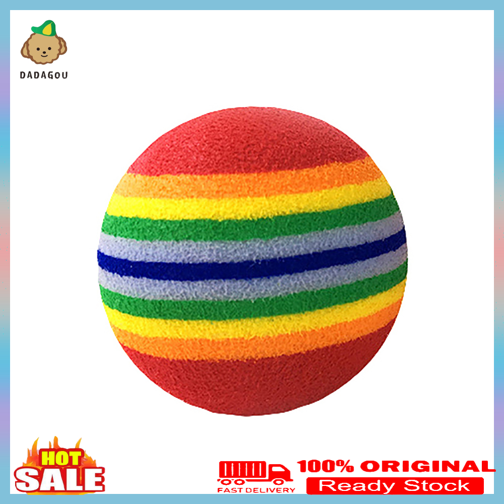 Funny Pet Dog Puppy Cat Rainbow Striped Chewing Interactive Ball Teething Toy