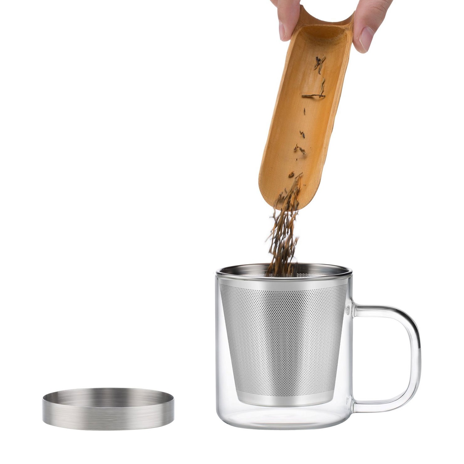Glass tea cup with stainless filter Samadoyo S049B  - 350ml/ 500ml