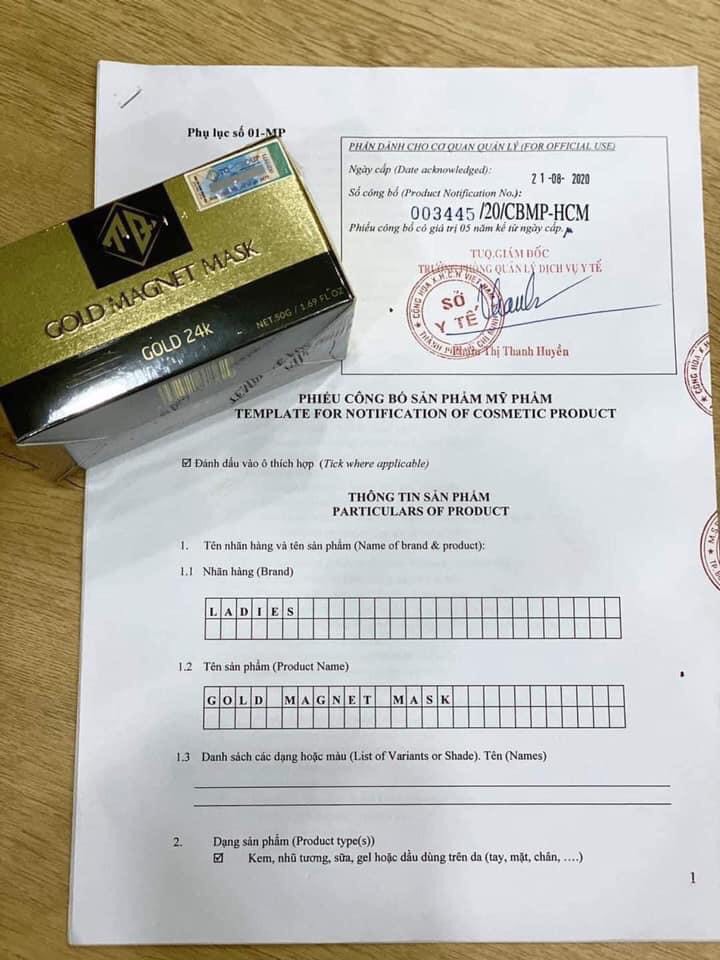 Mặt nạ từ tính nam châm vàng 24k