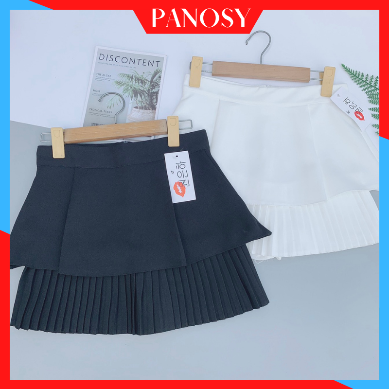 Chân váy xếp ly ngắn 2 tầng basic xinh đẹp - CV48