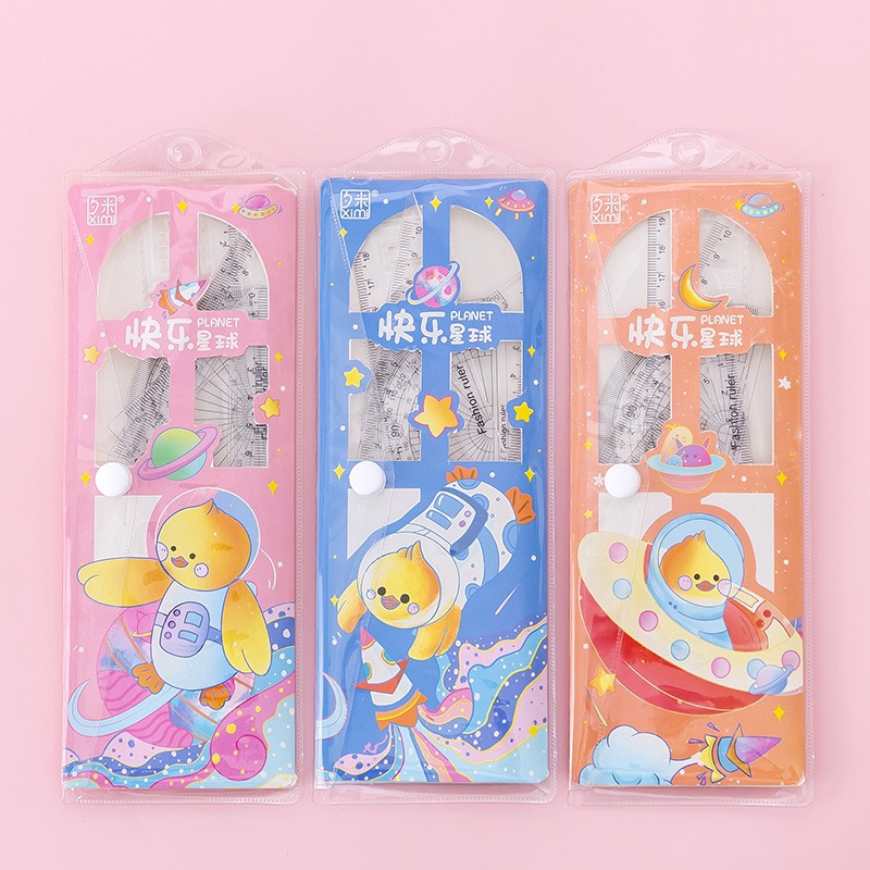 Bộ 4 thước eke đóng túi kích thước 20cm nhiều mẫu mã lựa chọn dễ thương